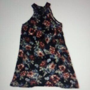 Peach Love California blk floral sleeveless halter dress S lightly used!